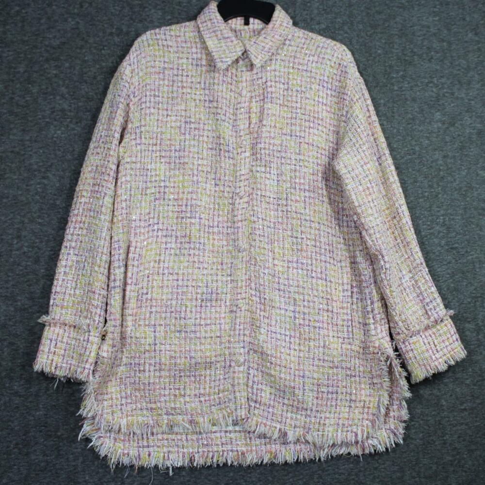 Ap­paris Misty Tweed Shirt Jack­et Shacket size Medium Pink